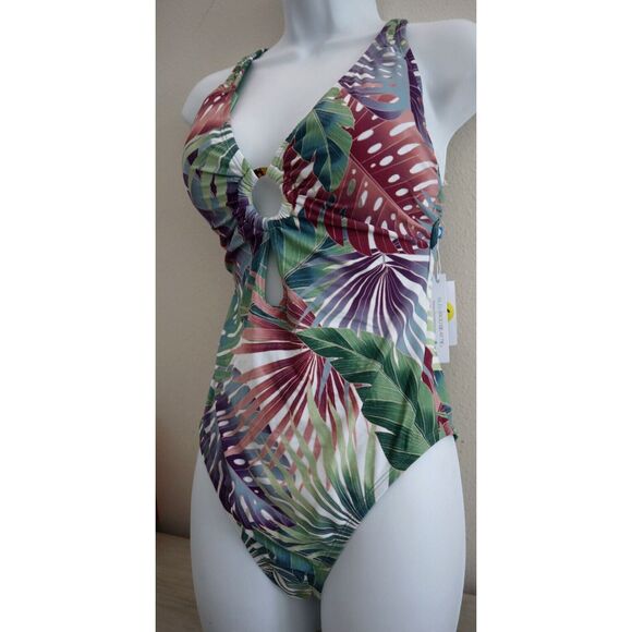 Bleu Rod Beattie Women's Sz 10 Multi Floral Ring Me Up X-Back 1-Pc Swimsuit - Picture 3 of 10